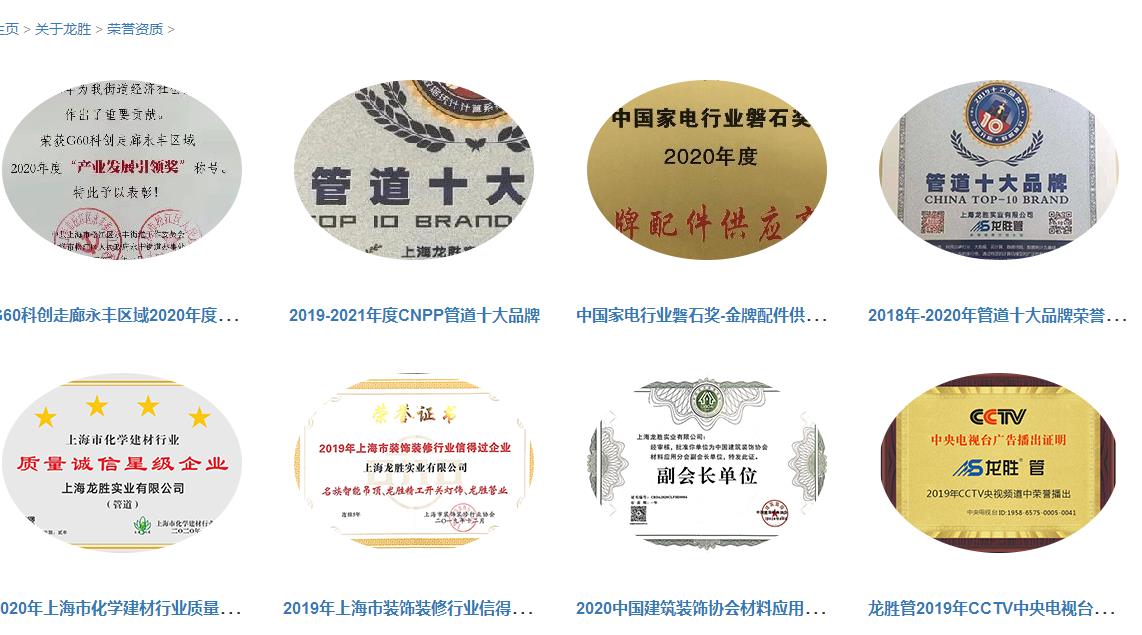 龍勝管道排行證書有嗎？不止有，而且還有很多！